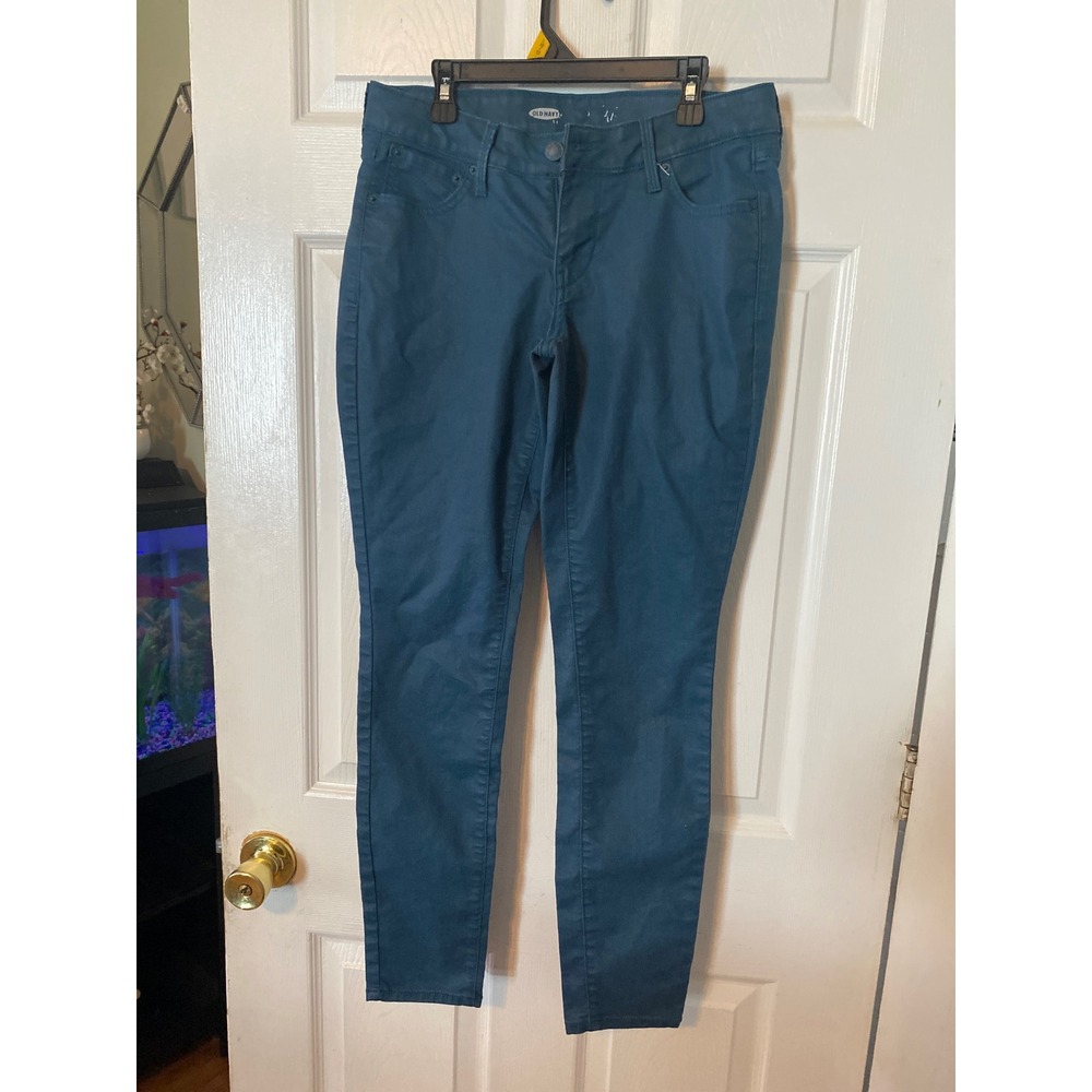 Old Navy Rockstar Skinny Jeans Teal Blue Mid Rise Stretch Pants Womens Size 6